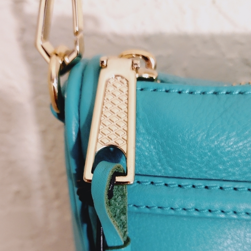 Rebecca Minkoff Mini MAC Aqua Teal Leather Crossbody Bag Chain Strap Tassel Bag - Picture 8 of 17